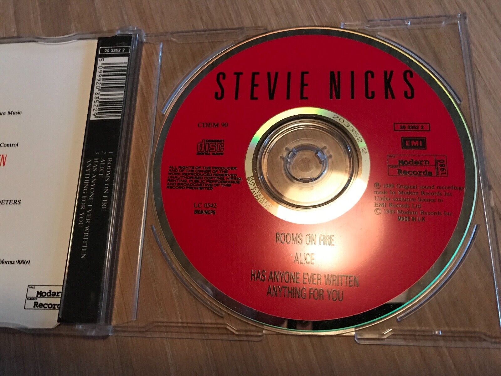 STEVIE NICKS "ROOMS ON FIRE" 3 TRACKS MINT CD SINGLE UK EMI MODERN RECORDS UK