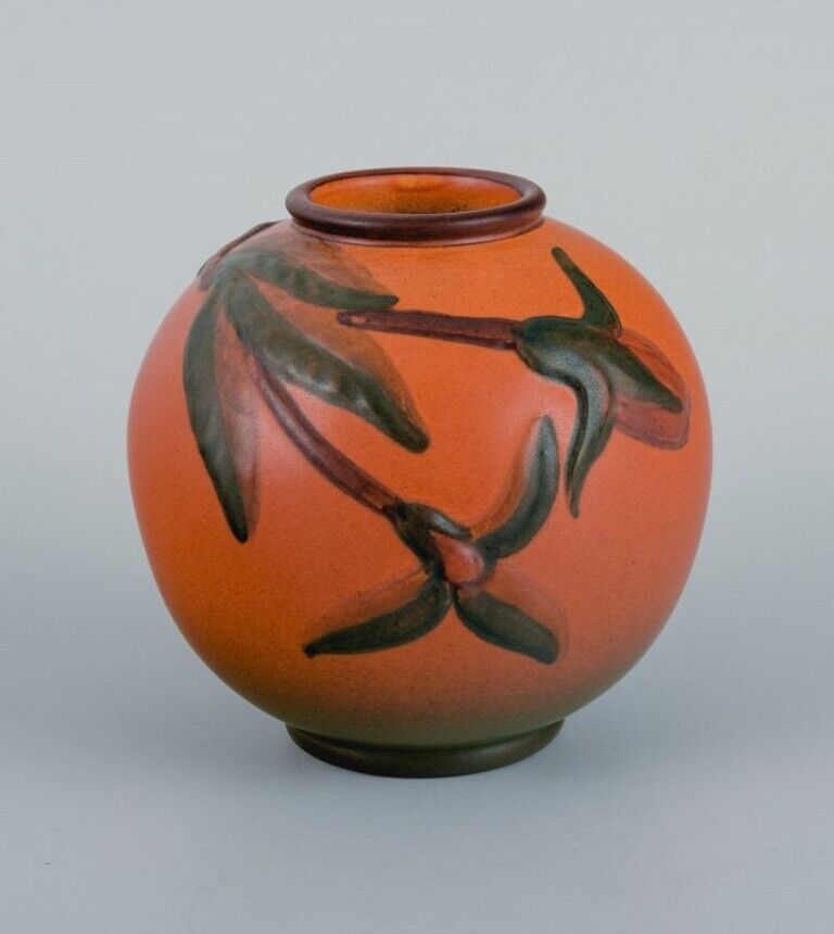 Ipsen's Denmark Two small vases with glaze in orange-green shades