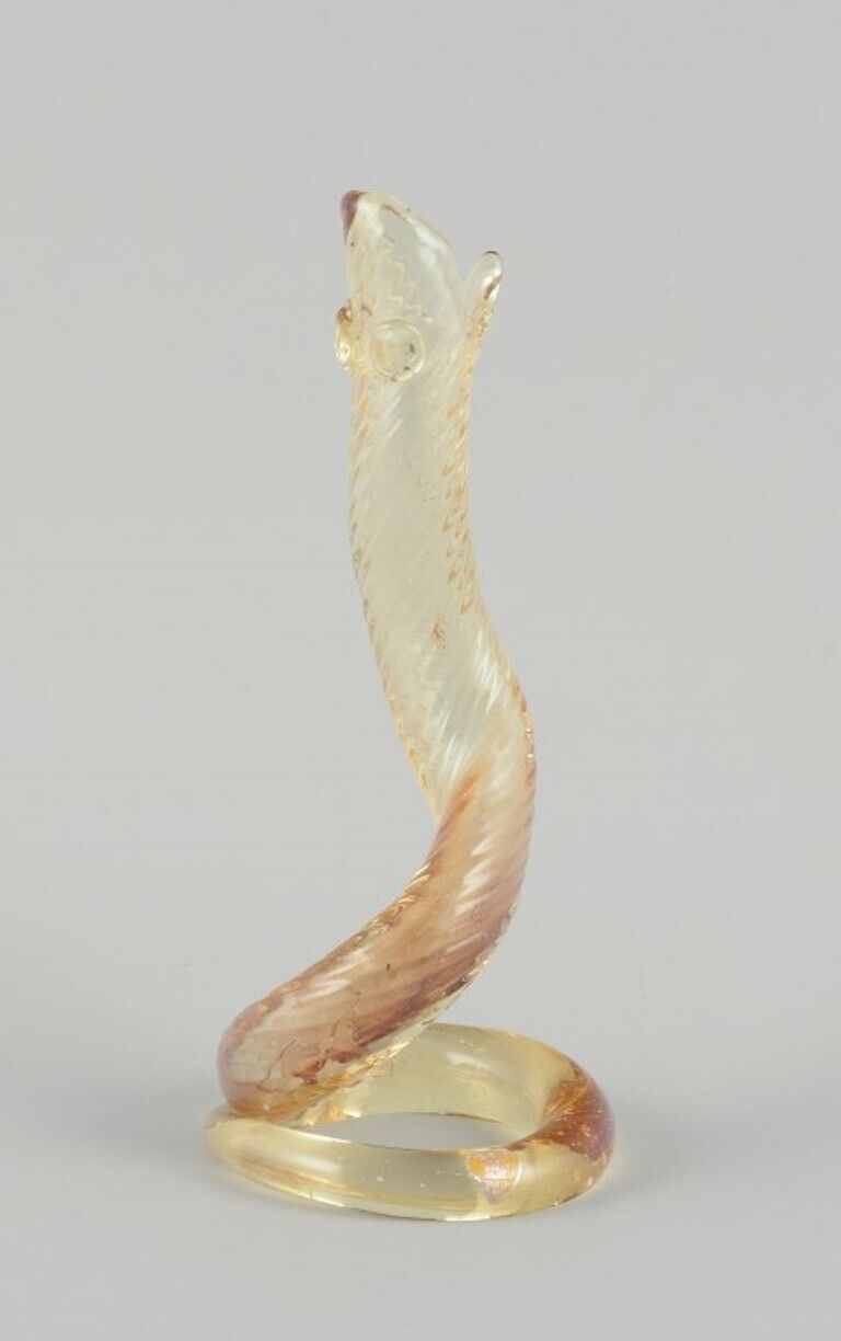 Trelleborgs Glasbruk Sweden Art glass sculpture A cobra snake 1970s