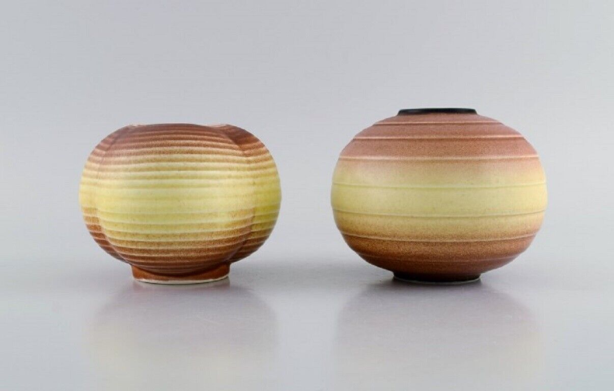 Gertrud Lönegren (1905–1970) for Rörstrand Two round vases in glazed ceramics