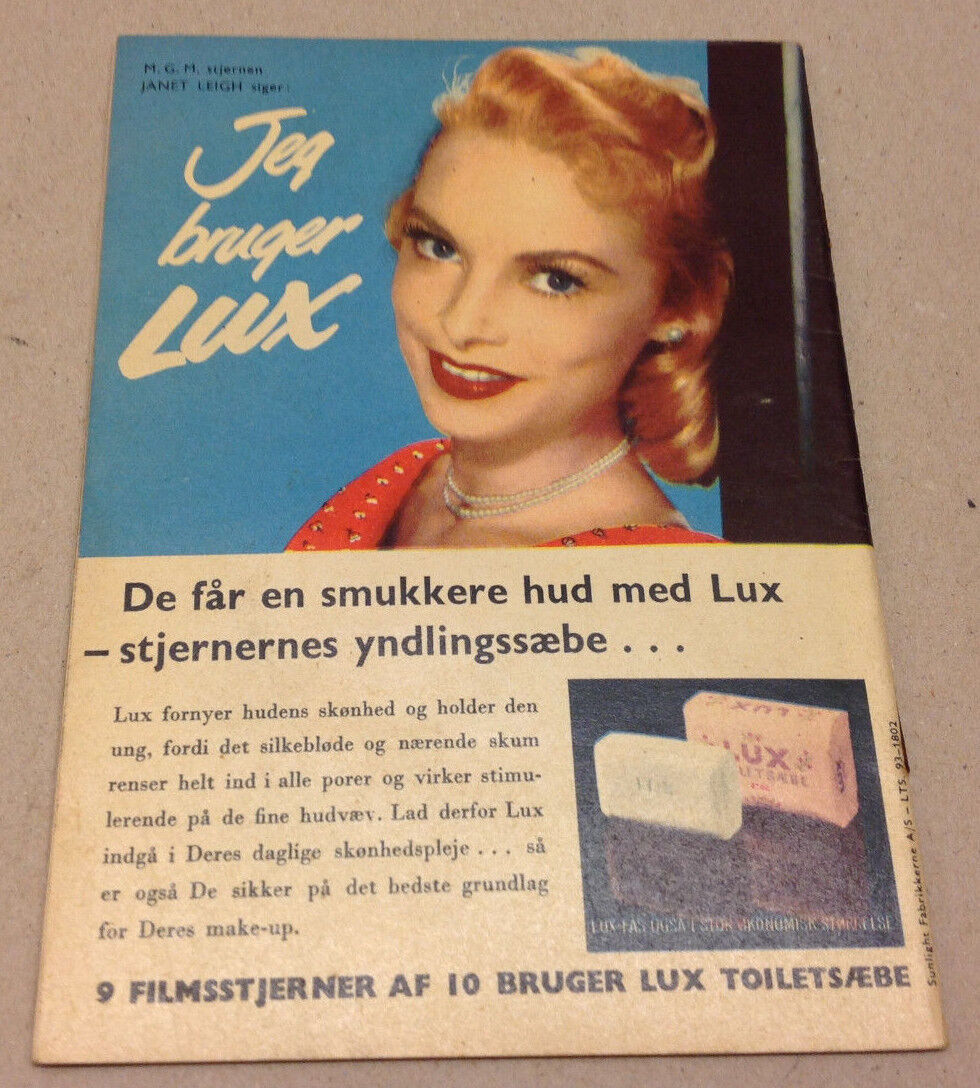 JEAN SIMMONS FOX FRONT COVER JANET LEIGH ADD BACK COVER VTG Danish Magazine 1955