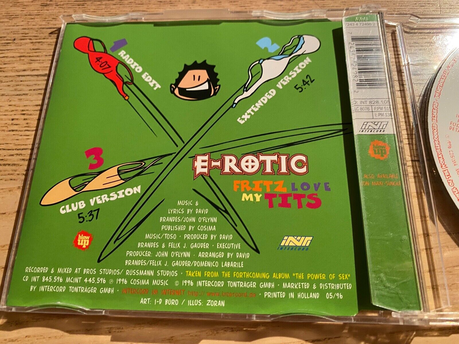 E-ROTIC "FRITZ LOVE MY TITS" 1996 CD SINGLE MINT 3 TRACK INTERCORD  BLOW UP OOP