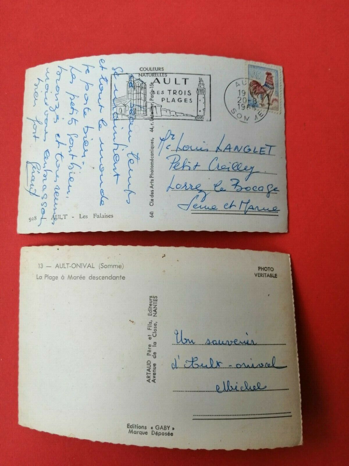 2 Vintage Postcards FranceAULT-ONIVALLa PlageLes Falaises Somme