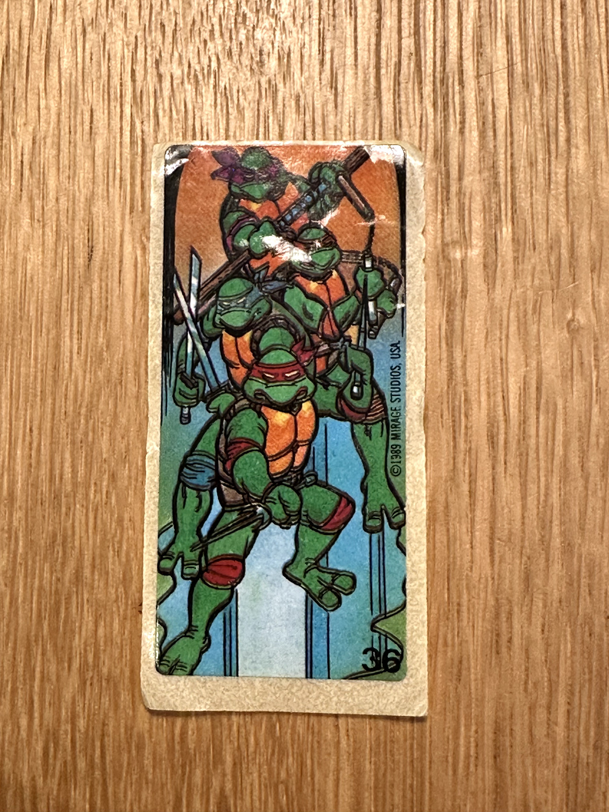 TEENAGE MUTANT NINJA TURTLES 1989 Mirage Studios BUBBLE GUM Sticker No 36