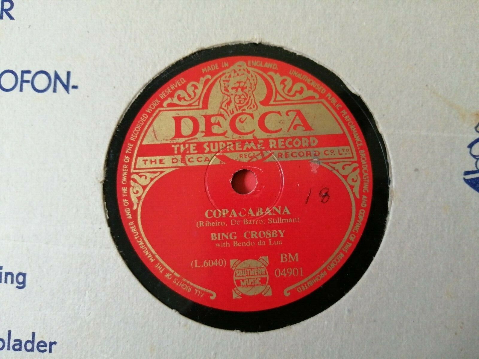 78 rpmBING CROSBYCopacabana/Granada Decca UK BM 04901