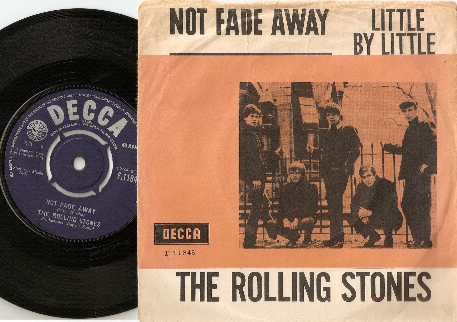 THE ROLLING STONES NOT FADE AWAY DANISH PS+45 1964 BUDDY HOLLY MOD RB FREAKBEAT