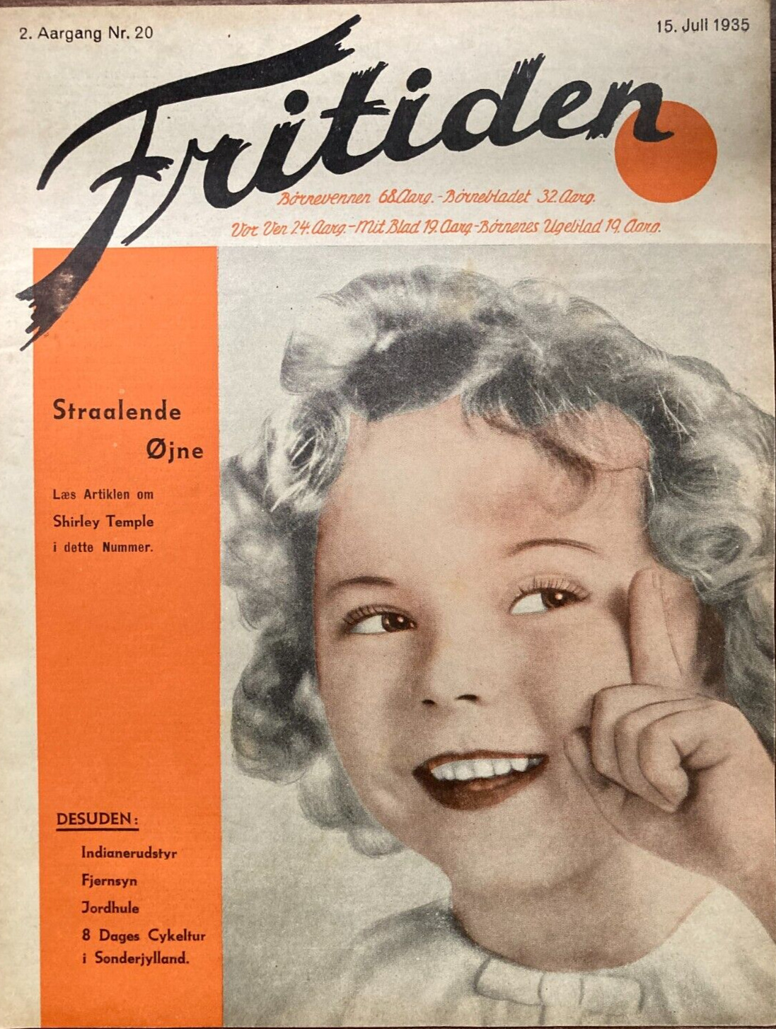 Shirley Temple Danish Magazine "Fritiden" 1935 15 July -  Ultra Rare!