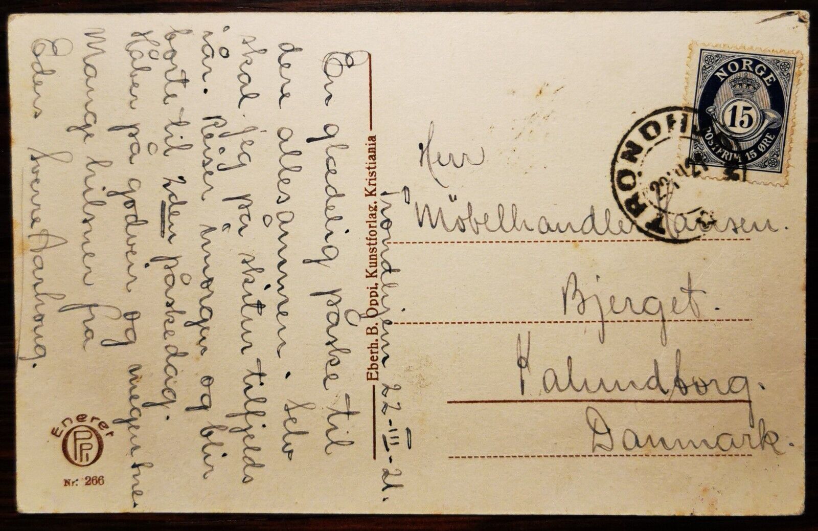 Old postcard: Motif from Trondhjem from Trollaveien Mailed in 1921 pok336