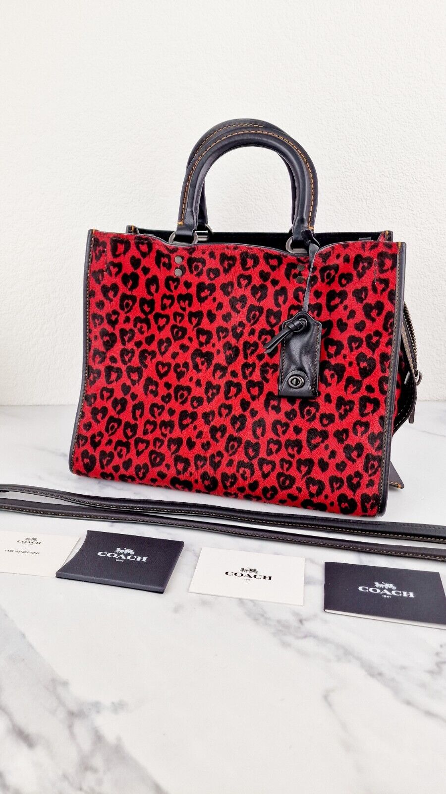 Coach 1941 Rogue 31 Wild at Heart Red Leopard Calfhair Haircalf Black  54554