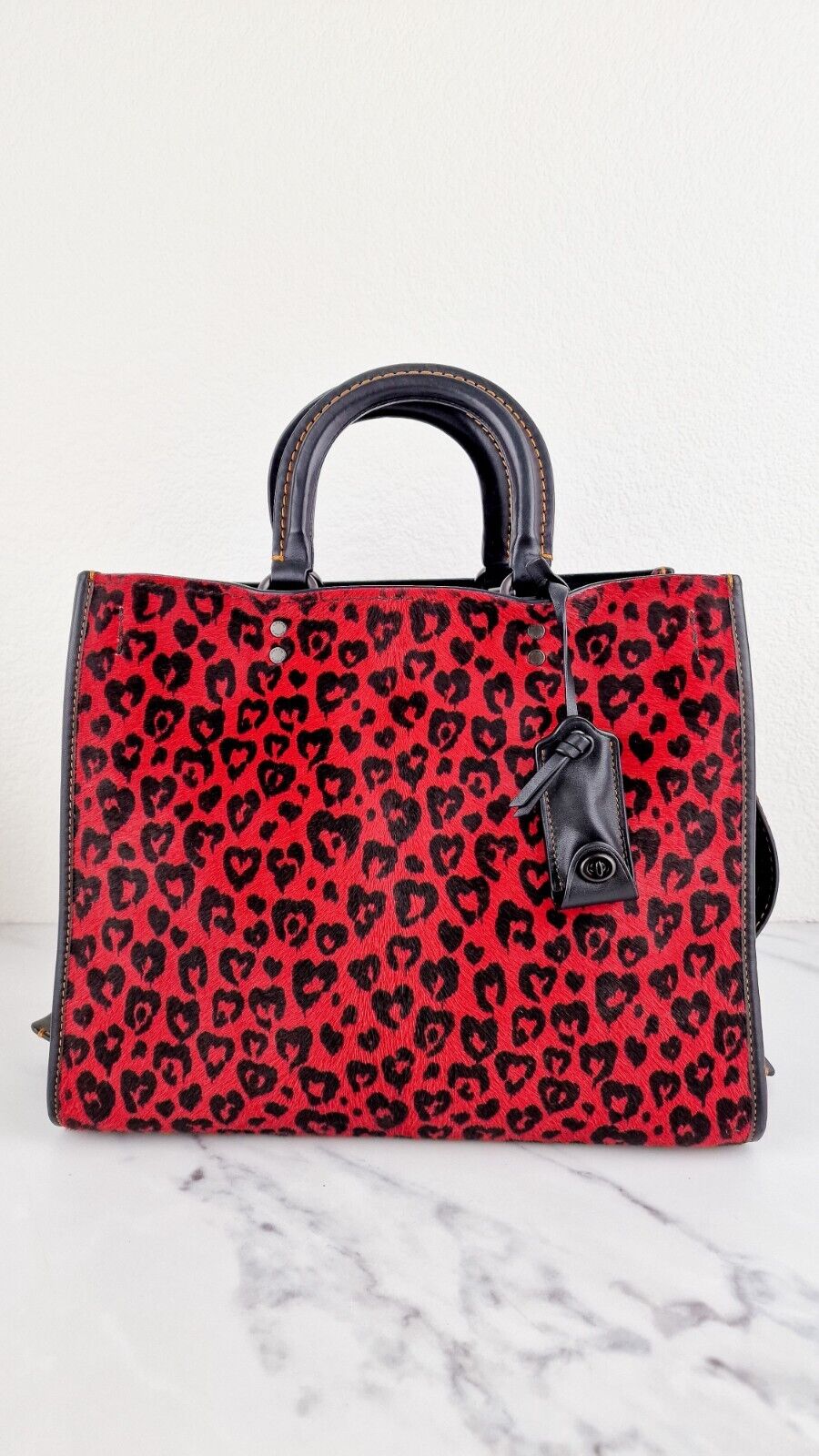 Coach 1941 Rogue 31 Wild at Heart Red Leopard Calfhair Haircalf Black  54554