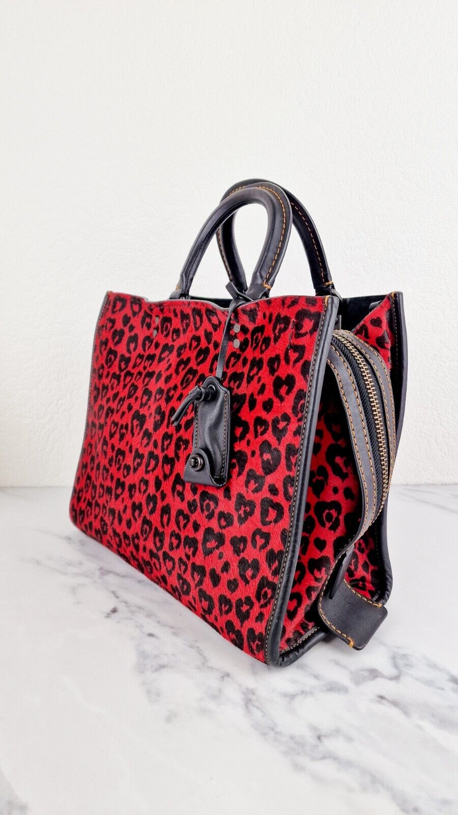 Coach 1941 Rogue 31 Wild at Heart Red Leopard Calfhair Haircalf Black  54554