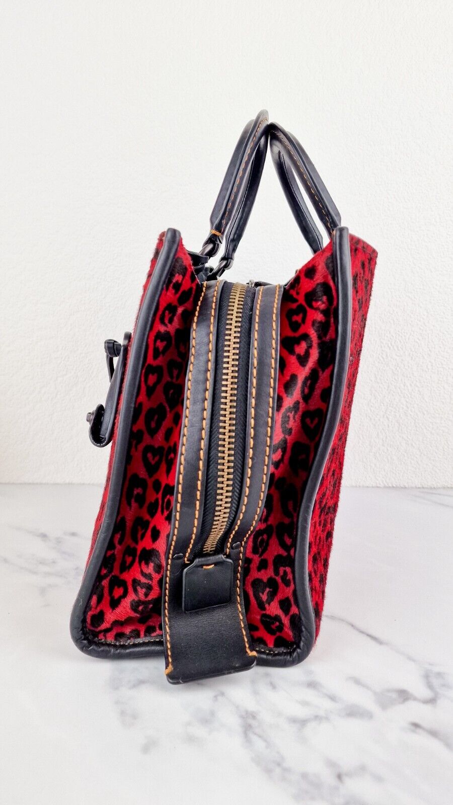 Coach 1941 Rogue 31 Wild at Heart Red Leopard Calfhair Haircalf Black  54554