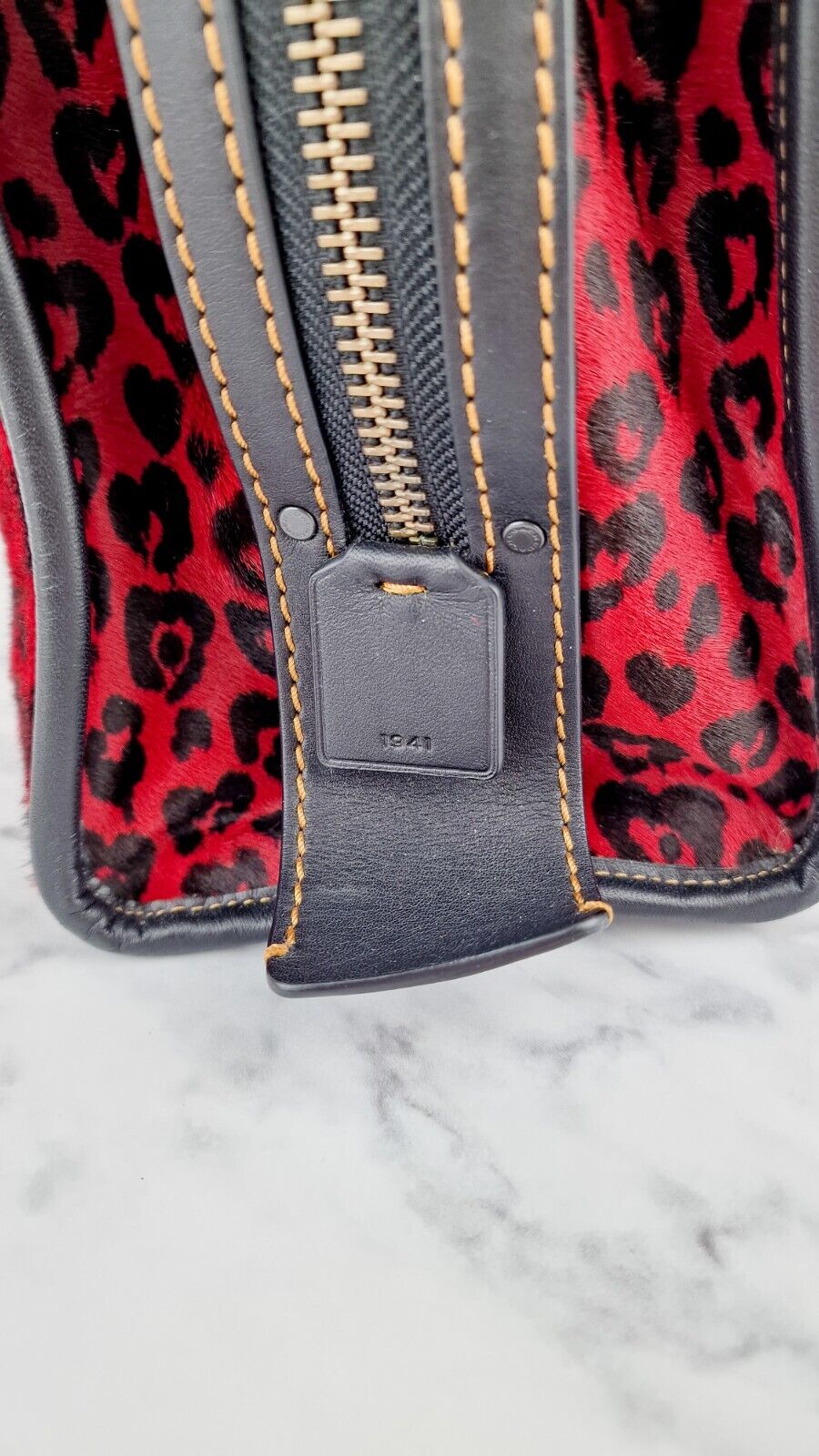 Coach 1941 Rogue 31 Wild at Heart Red Leopard Calfhair Haircalf Black  54554