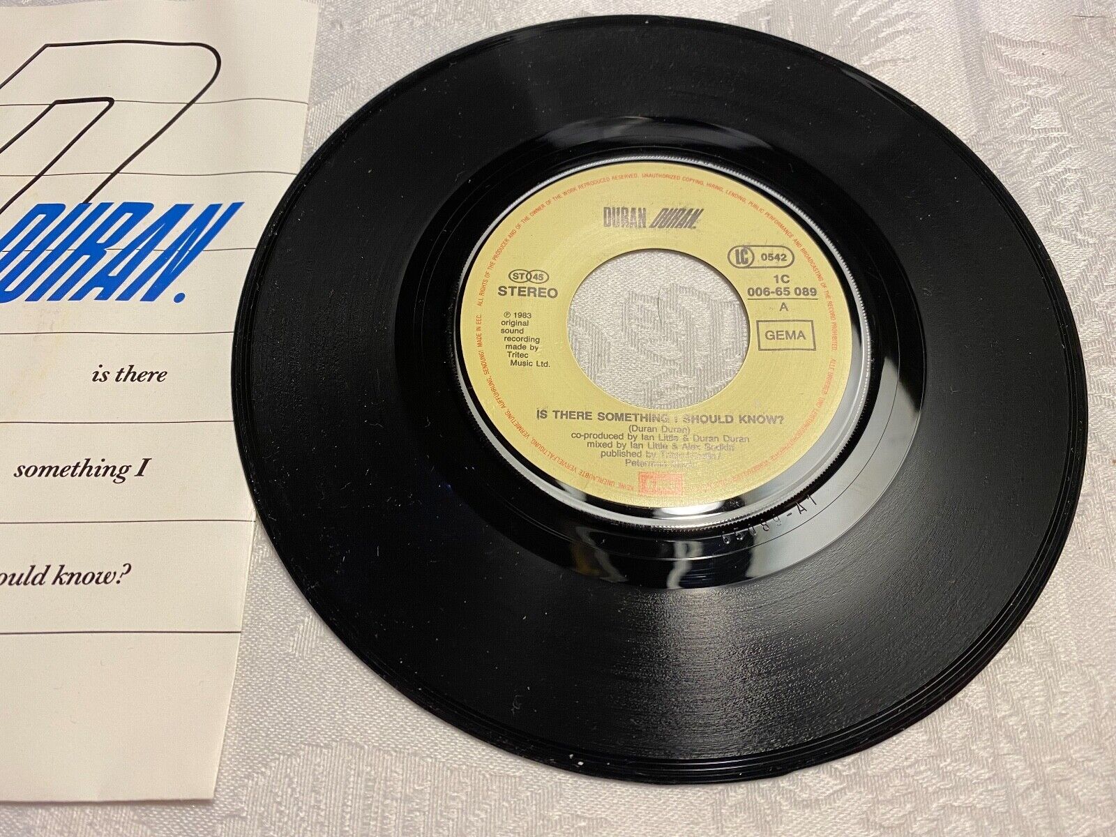 DURAN DURAN "IS THERE SOMETHING I SHOULD KNOW" 1983 EMI RECORDS 7" ST 45 GERMANY