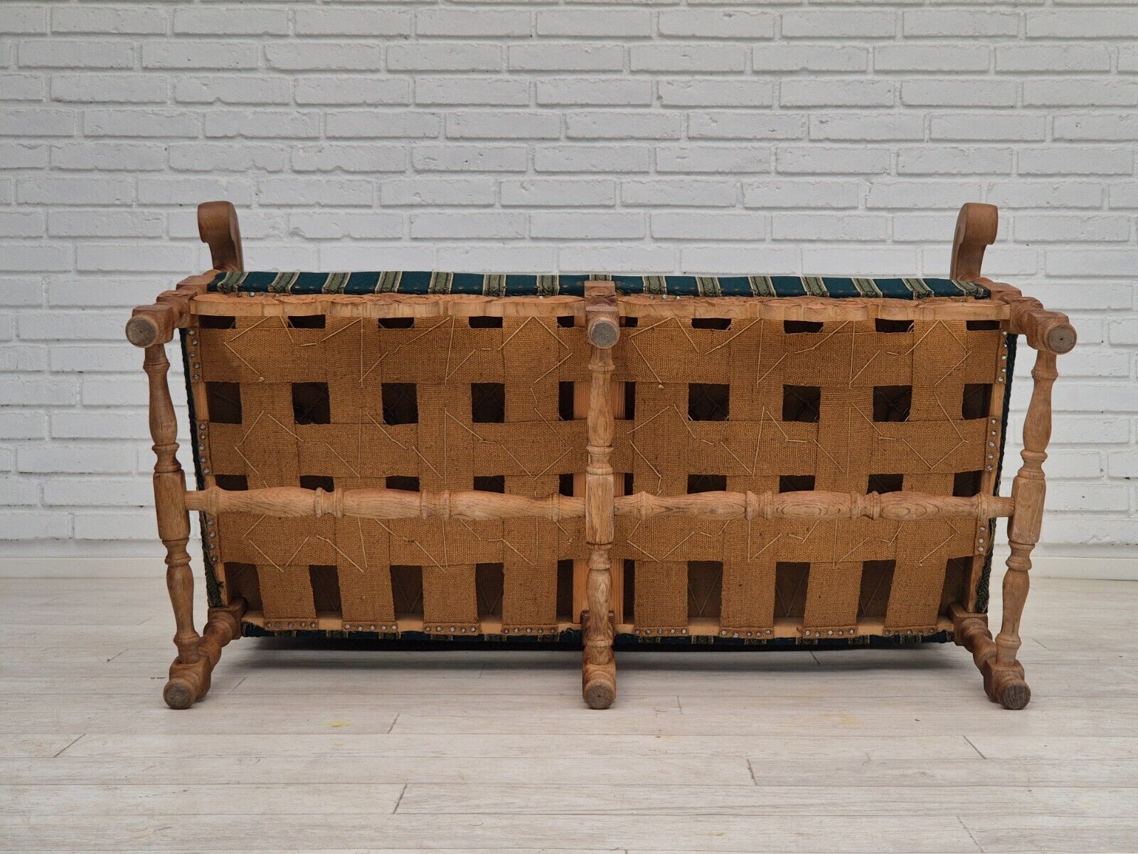 1960s Danish 2 seater sofa original condition furniture wool fabric oak