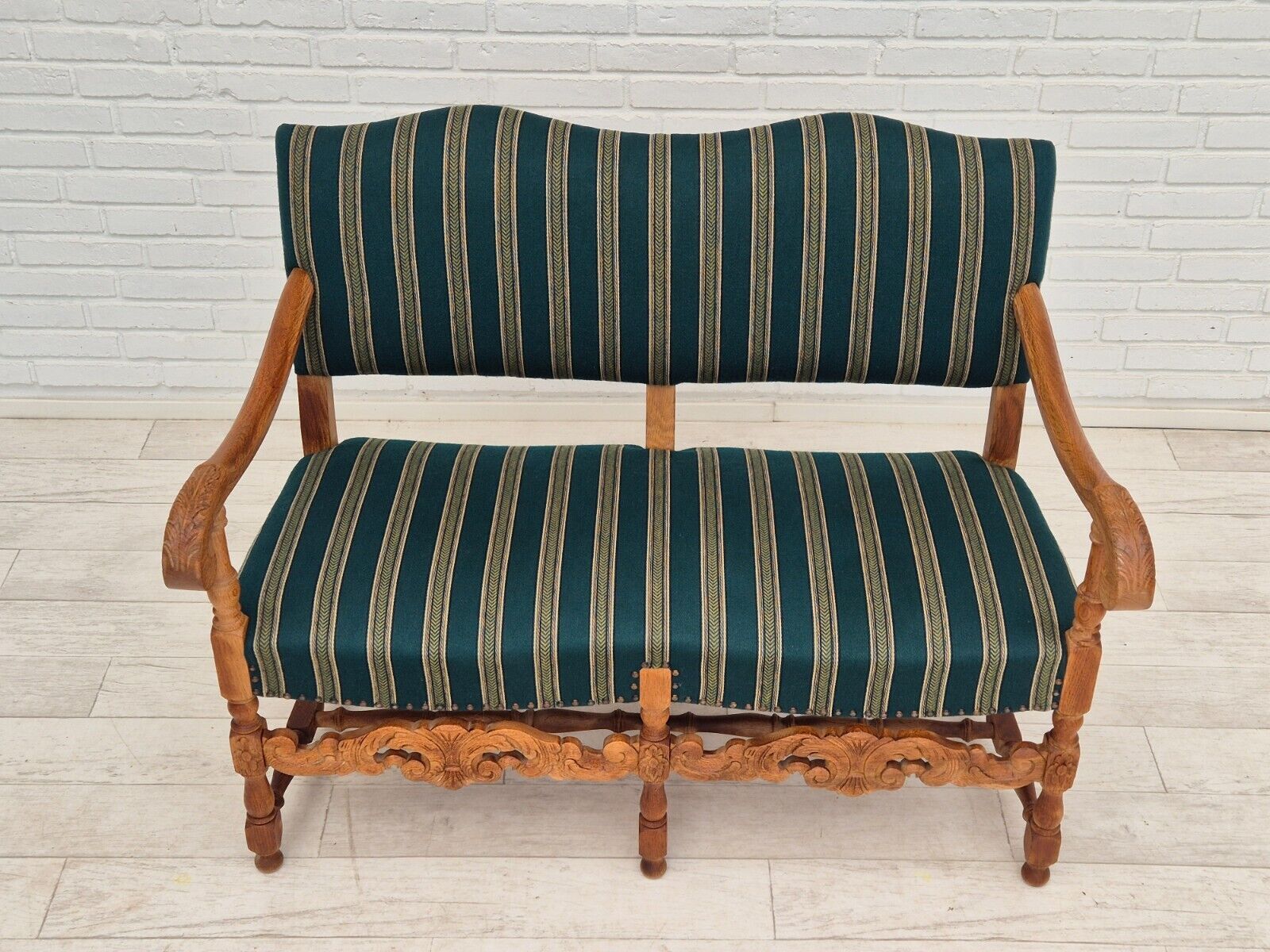 1960s Danish 2 seater sofa original condition furniture wool fabric oak