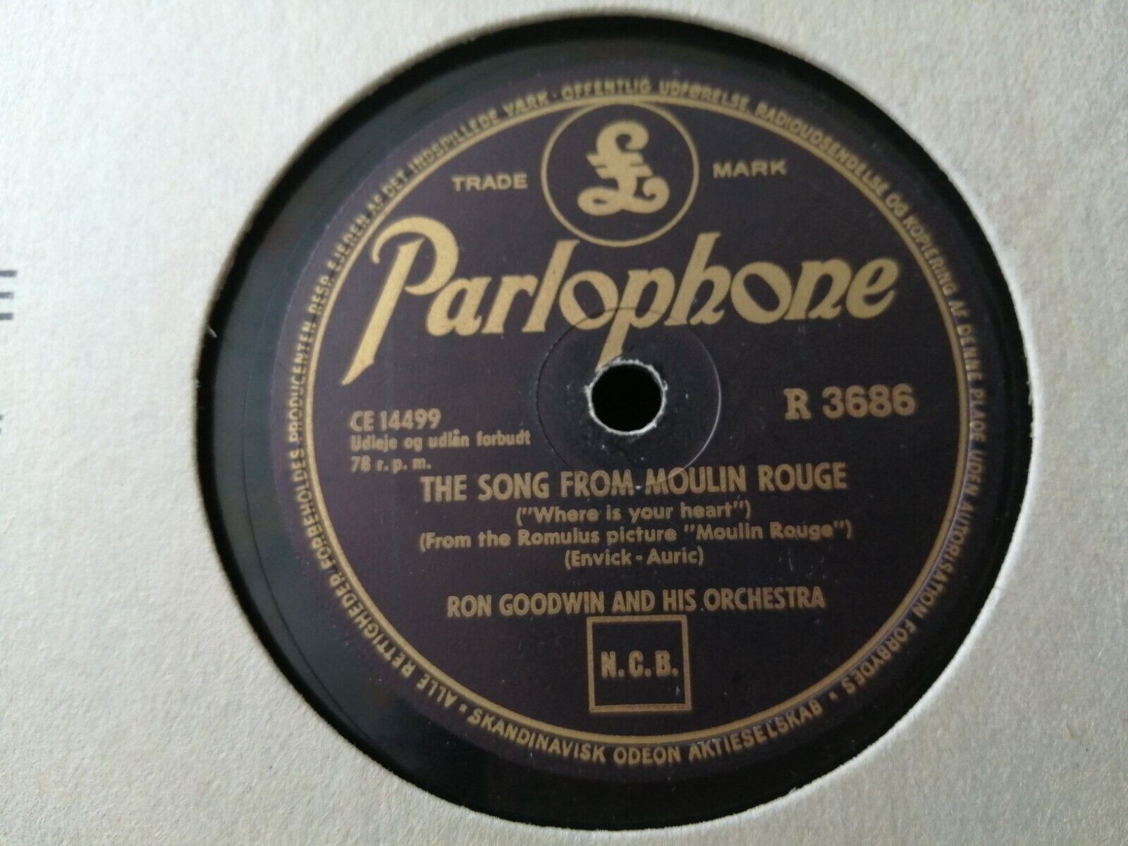 78 rpmRON GOODWINThe Song From Moulin Rouge/Limelight Parlophone R 3686