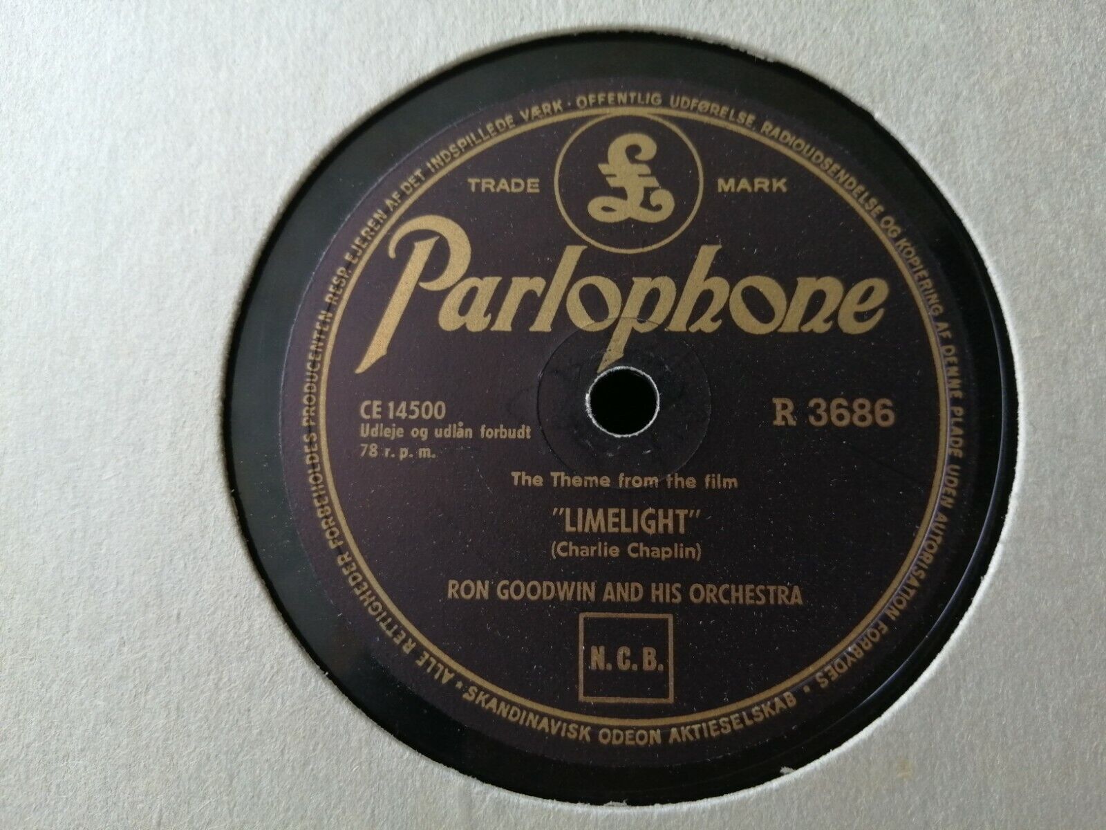 78 rpmRON GOODWINThe Song From Moulin Rouge/Limelight Parlophone R 3686