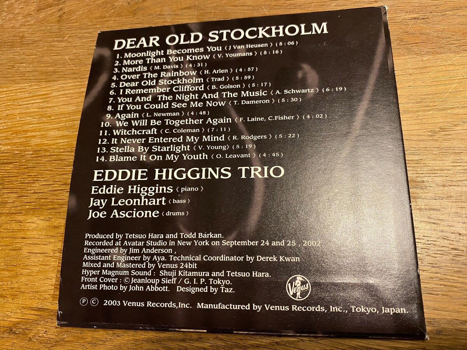 EDDIE HIGGINS TRIO "DEAR OLD STOCKHOLM" 2003 JASRAC VENUS 14 TRACK CD ALBUM RARE