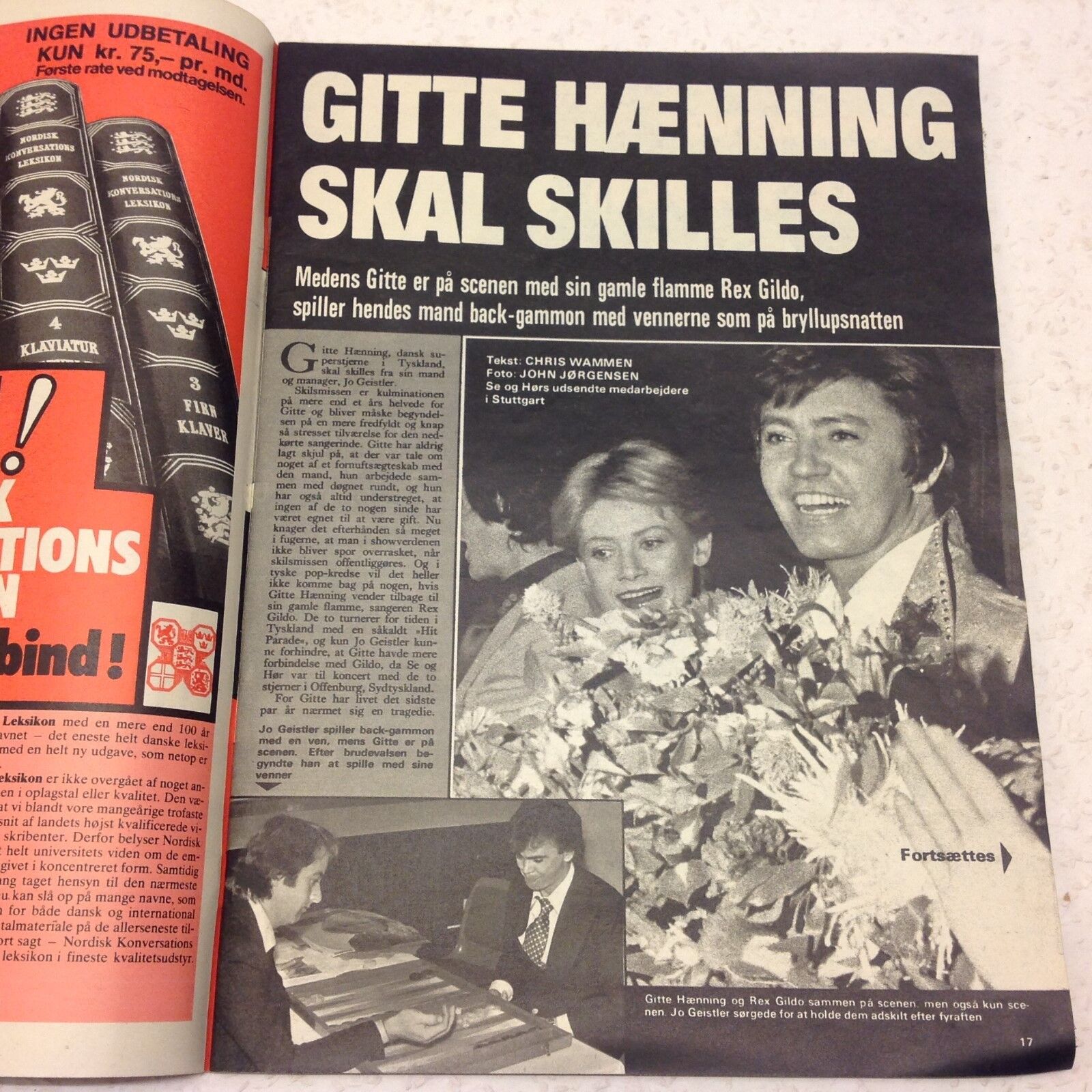 Gitte Hænning Henning Divorce Vtg Front Cover Danish Magazine 1975 "Se og Hoer"