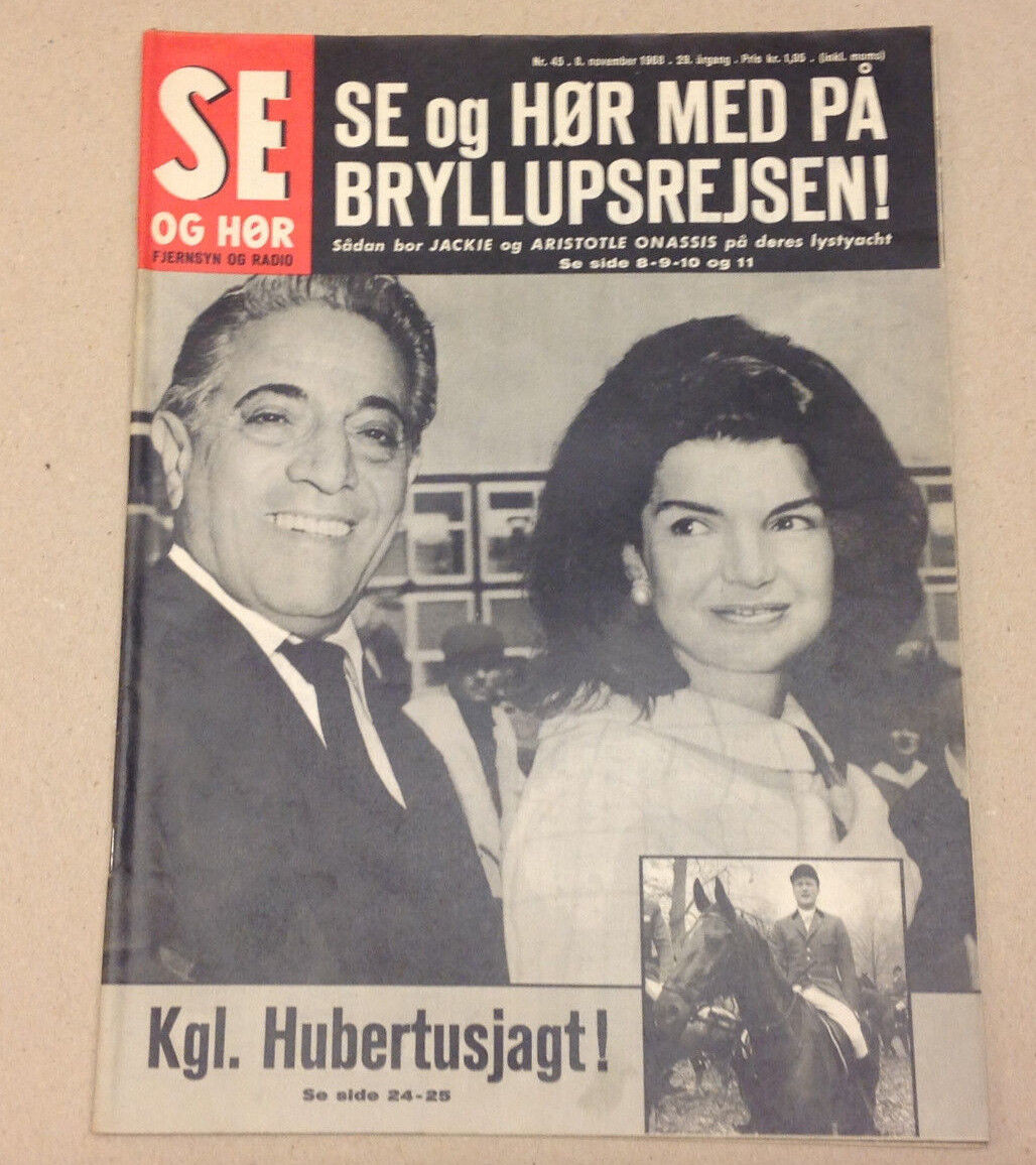 JACKIE KENNEDY ONASSIS ARISTOTLE ONASSIS COVER ON Vintage Danish Magazine 1968