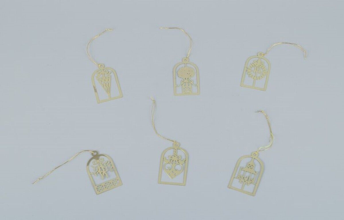 Royal Copenhagen "Royal Christmas" Set of ten brass Christmas ornaments