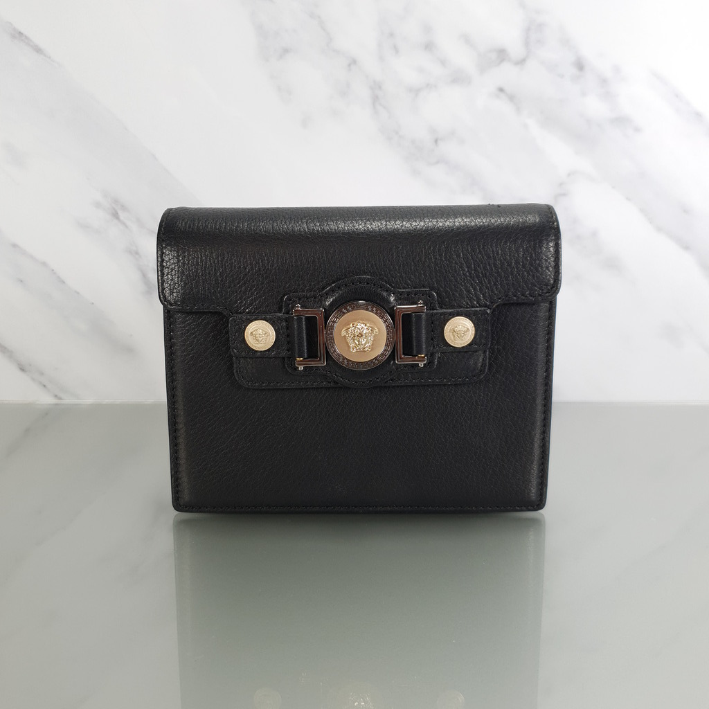 Versace Black Medallion Tribute Medusa Crossbody bag Cervo Leather Colorblock