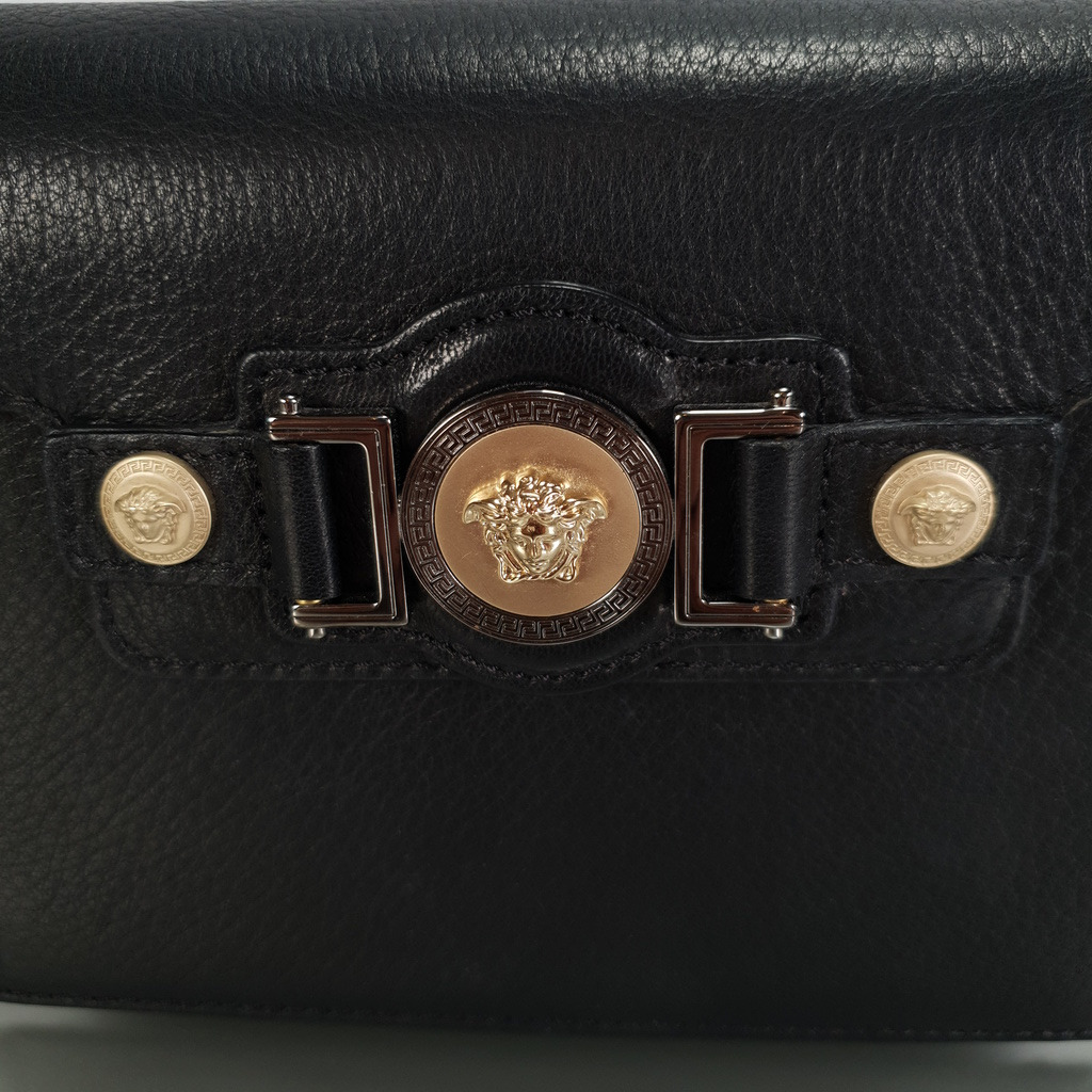 Versace Black Medallion Tribute Medusa Crossbody bag Cervo Leather Colorblock