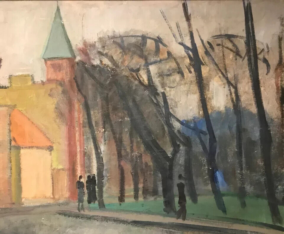 Bror Forssell (1883-1959): CHURCH TOWER AT THE END OF THE STREET Dated 1940