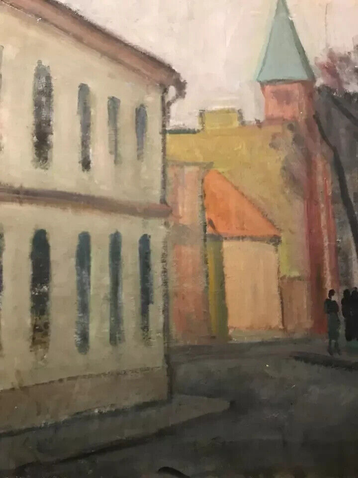 Bror Forssell (1883-1959): CHURCH TOWER AT THE END OF THE STREET Dated 1940