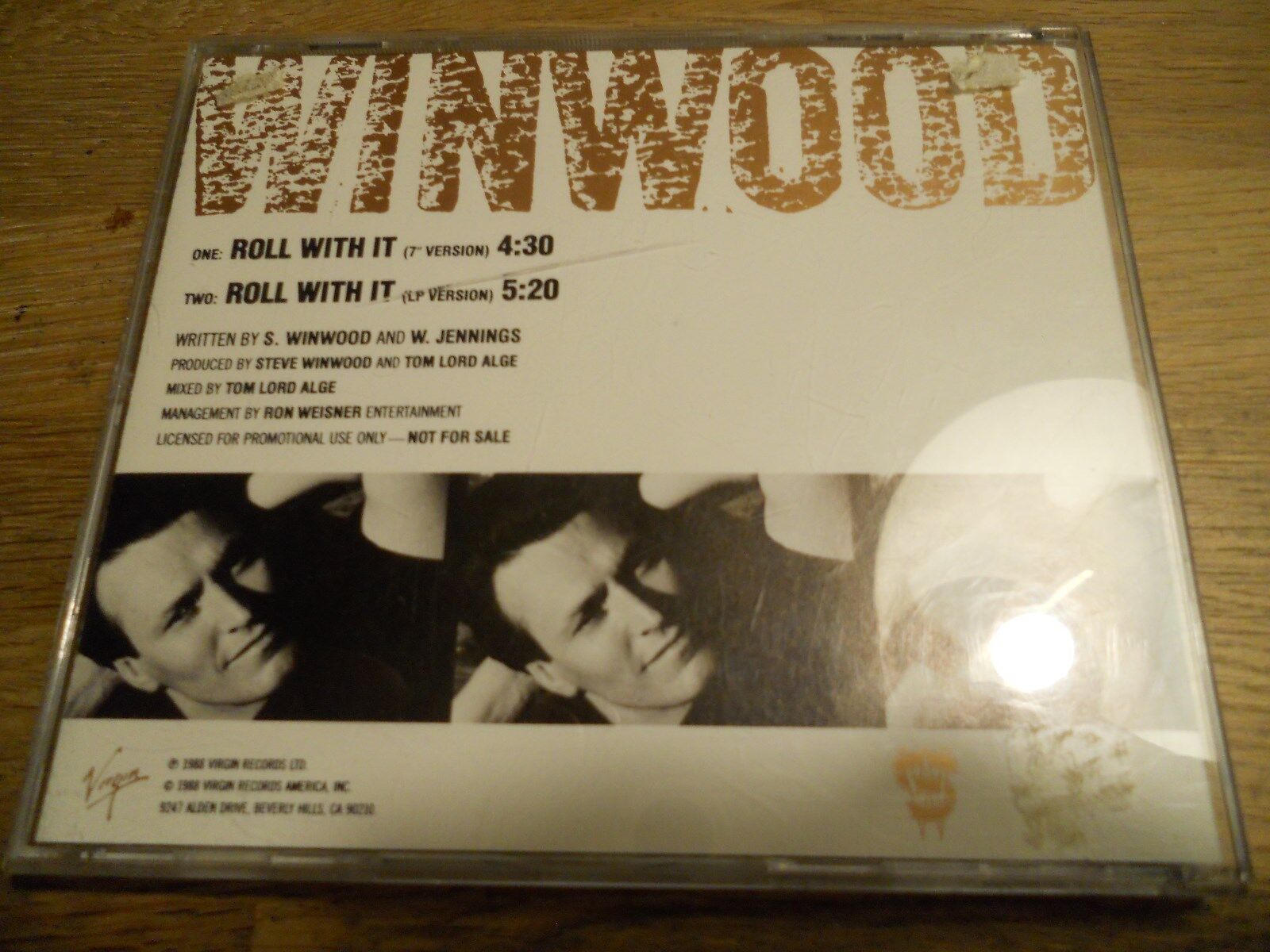 STEVE WINWOOD "ROLL WITH IT" 2 TRACKS 1988 US PROMOTIONAL CD SINGLE VIRGIN USA**