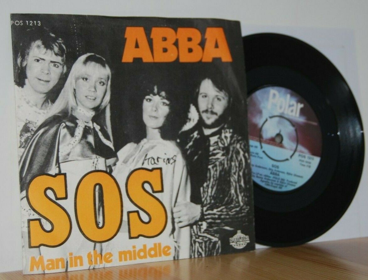 ABBA - SOS - DANISH PS - ULTRA IMPOSSIBLE RARE ORANGE FONT Picture Sleeve