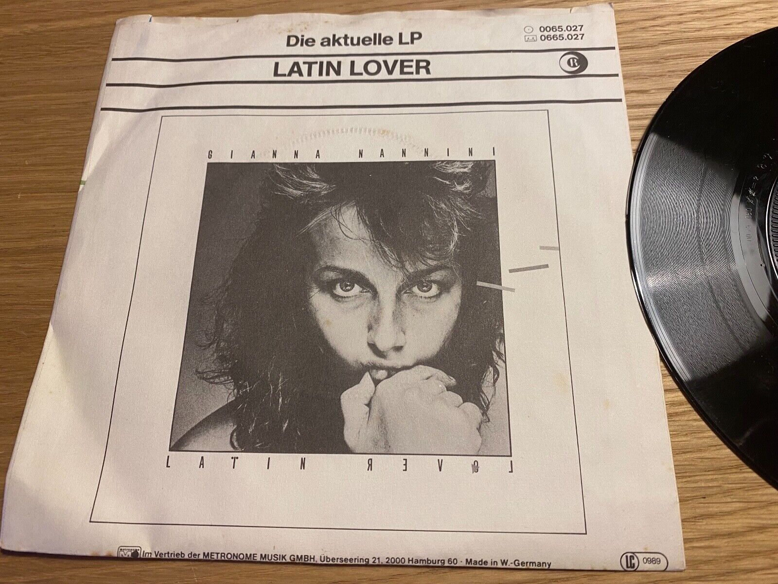 GIANNA NANNINI "LATIN LOVER / FUMETTO" 1982 GERMAN PRESS SINGLE GEMA 7 VINYL OOP