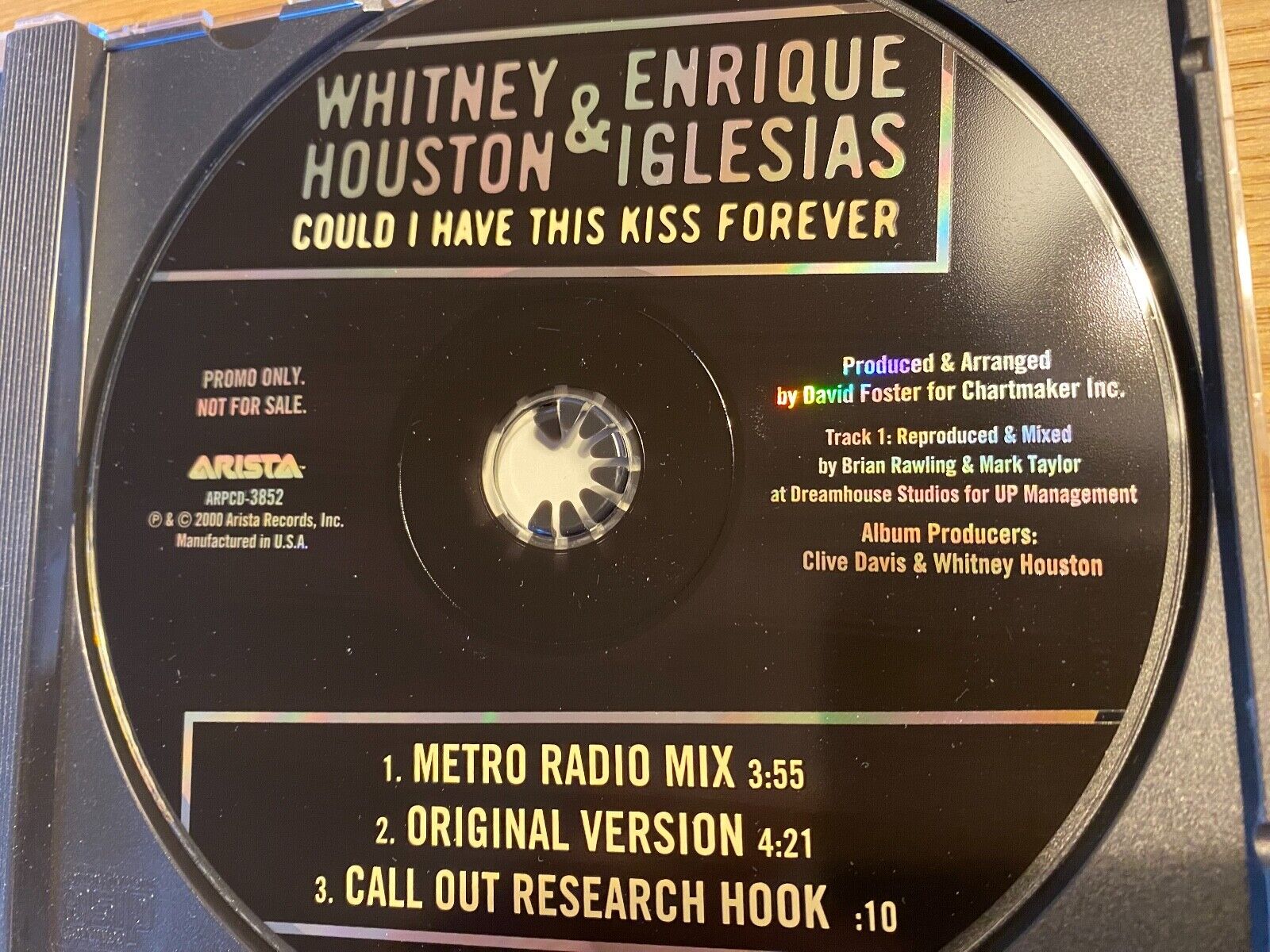 WHITNEY HOUSTON  ENRIQUE IGLESIAS "COULD I HAVE THIS KISS FOREVER" USA CD PROMO