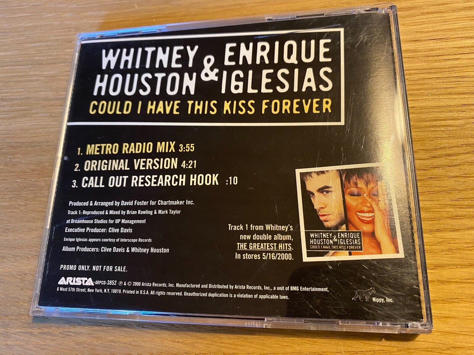 WHITNEY HOUSTON  ENRIQUE IGLESIAS "COULD I HAVE THIS KISS FOREVER" USA CD PROMO