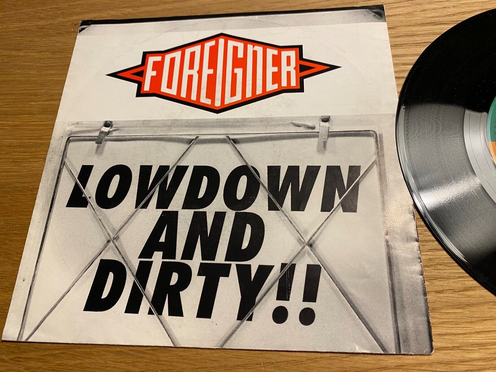 FOREIGNER "LOWDOWN AND DIRTY!!" 1991 GERMAN PRESS 7" VINYL SINGLE ATLANTIC  RARE