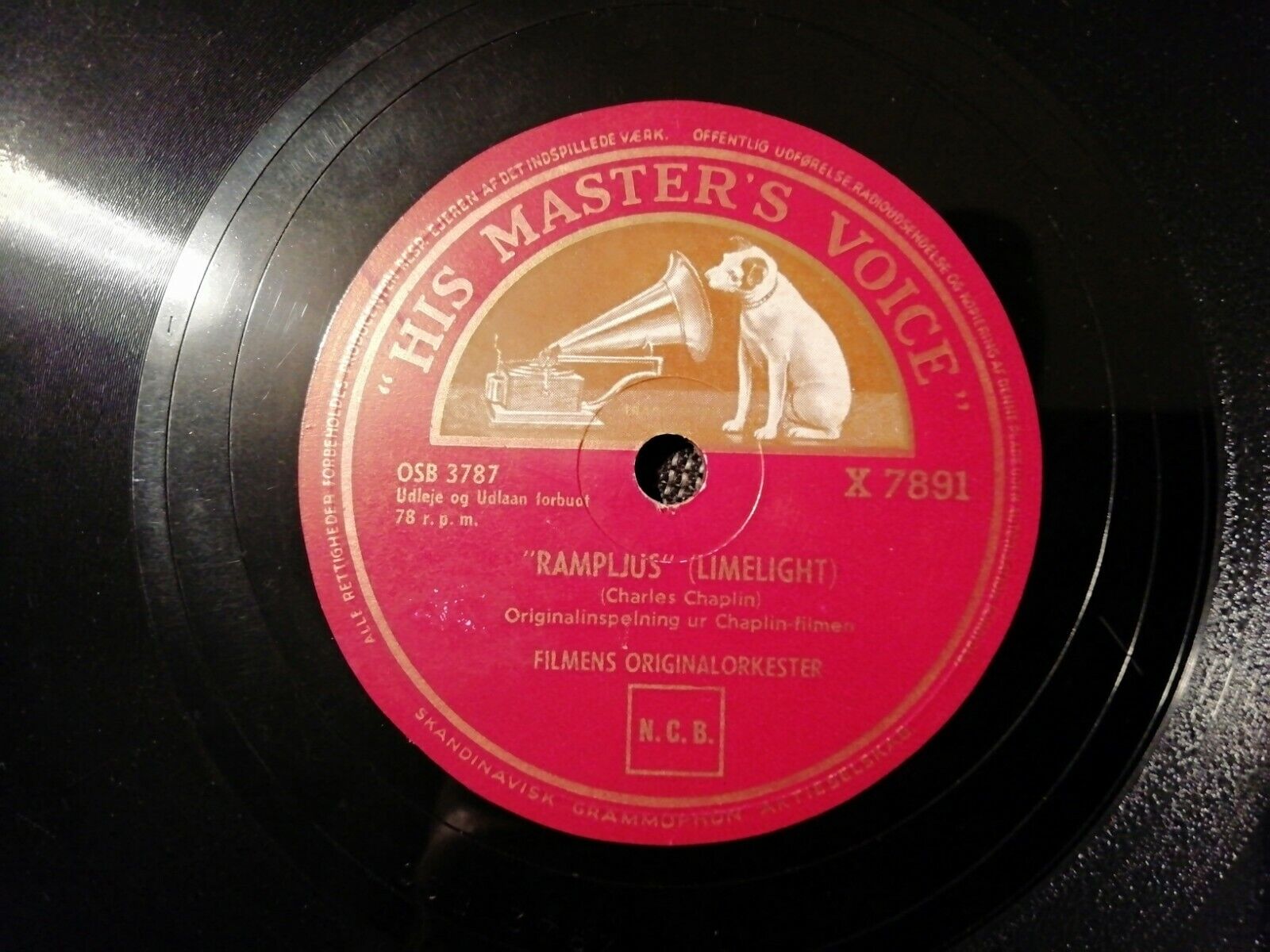 78 rpm :Charles Chaplin sings Limelight/The Sardine SongMega Rare !