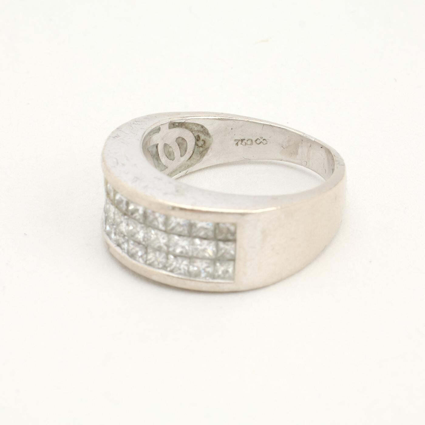 Ring with diamond in 18K White gold size 5¾ | Vintage Solid Gold