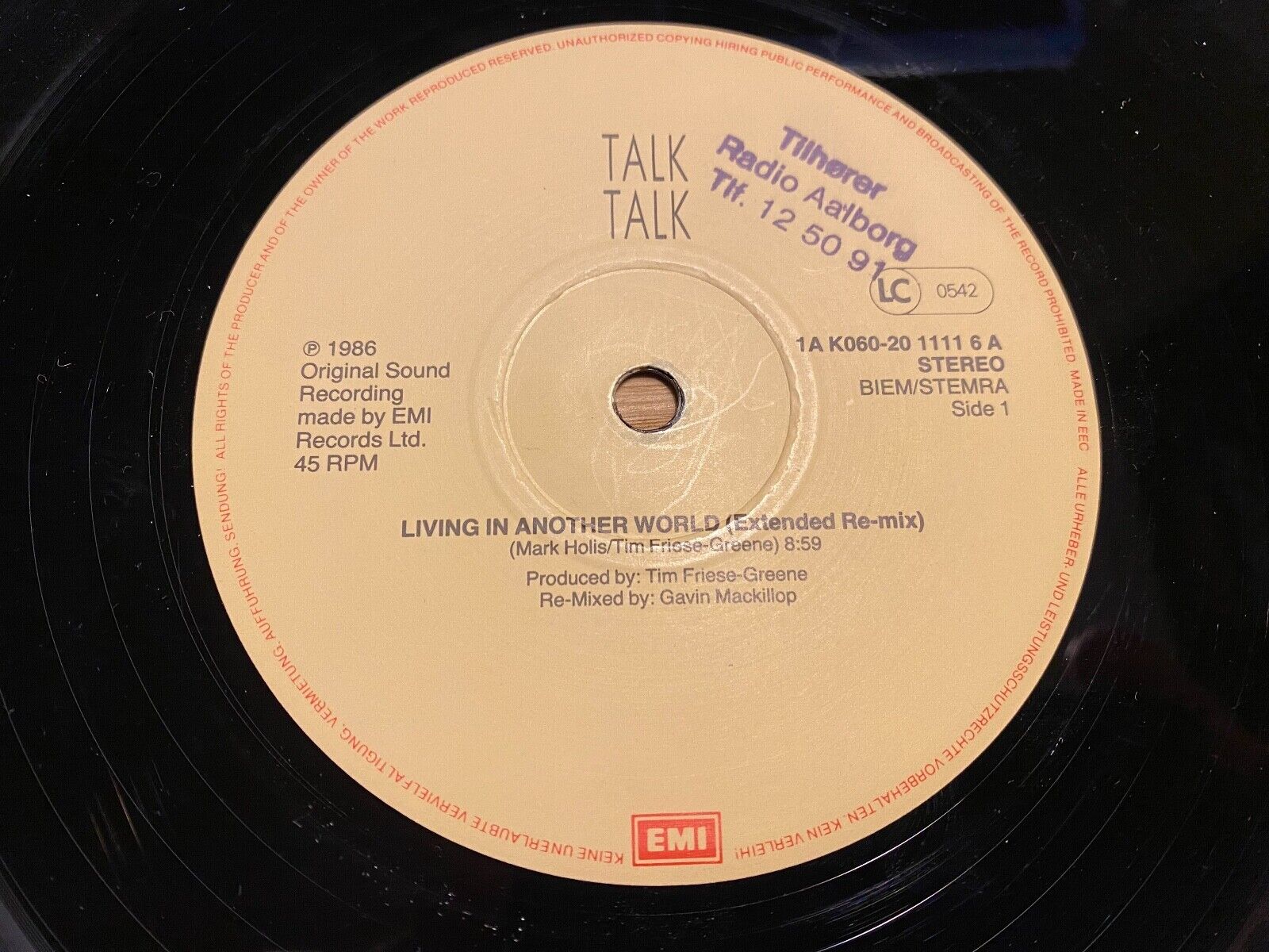 TALK TALK "LIVING IN ANOTHER WORLD" EXTENDED RE-MIX EMI RECORDS 1986 HOLLAND 12"