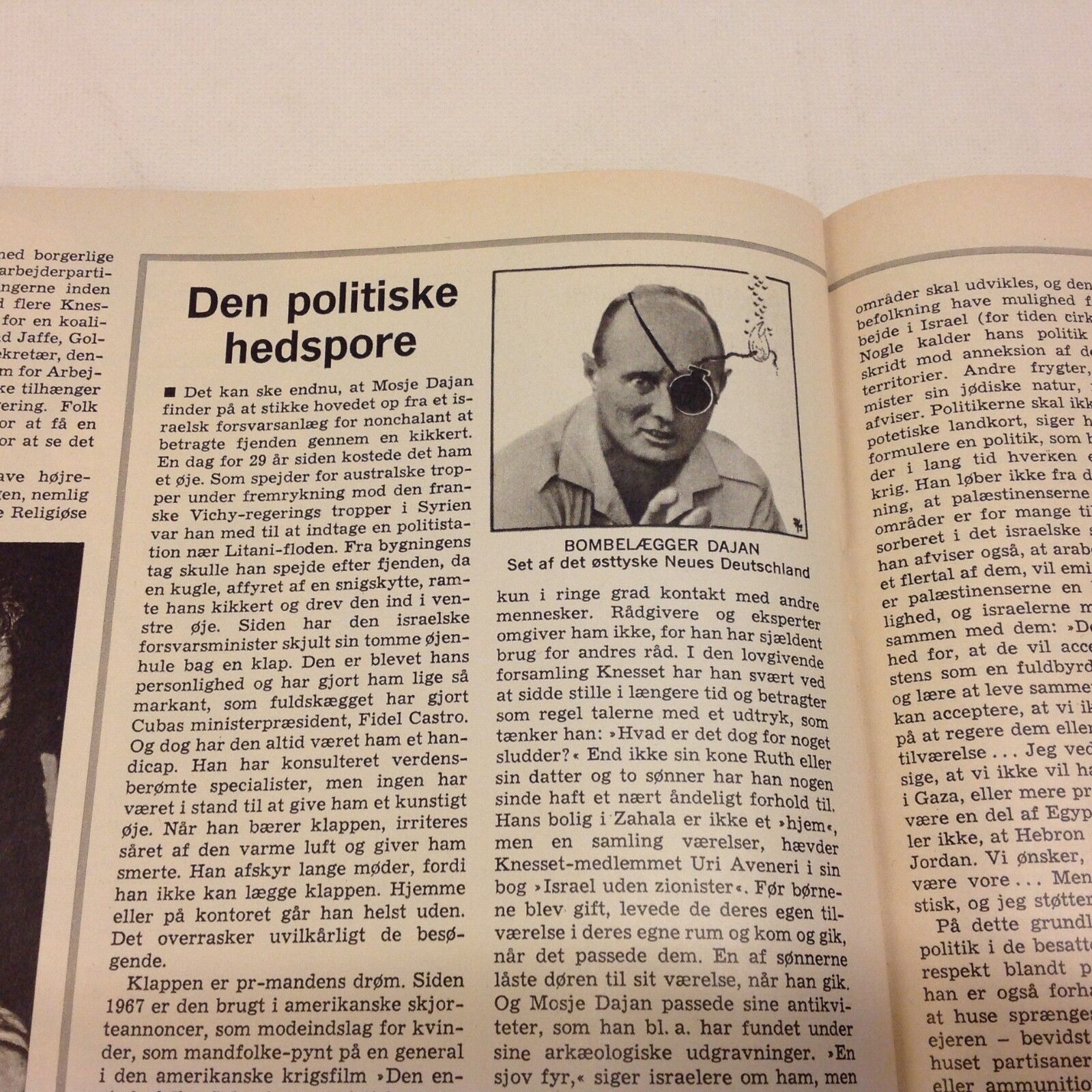 Moshe Dayan Israel On Front Cover Original Vintage Danish Magazine 1970 "NB!"