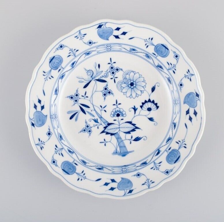 Stadt Meissen three deep plates - Blue Onion pattern Hand painted 1930s