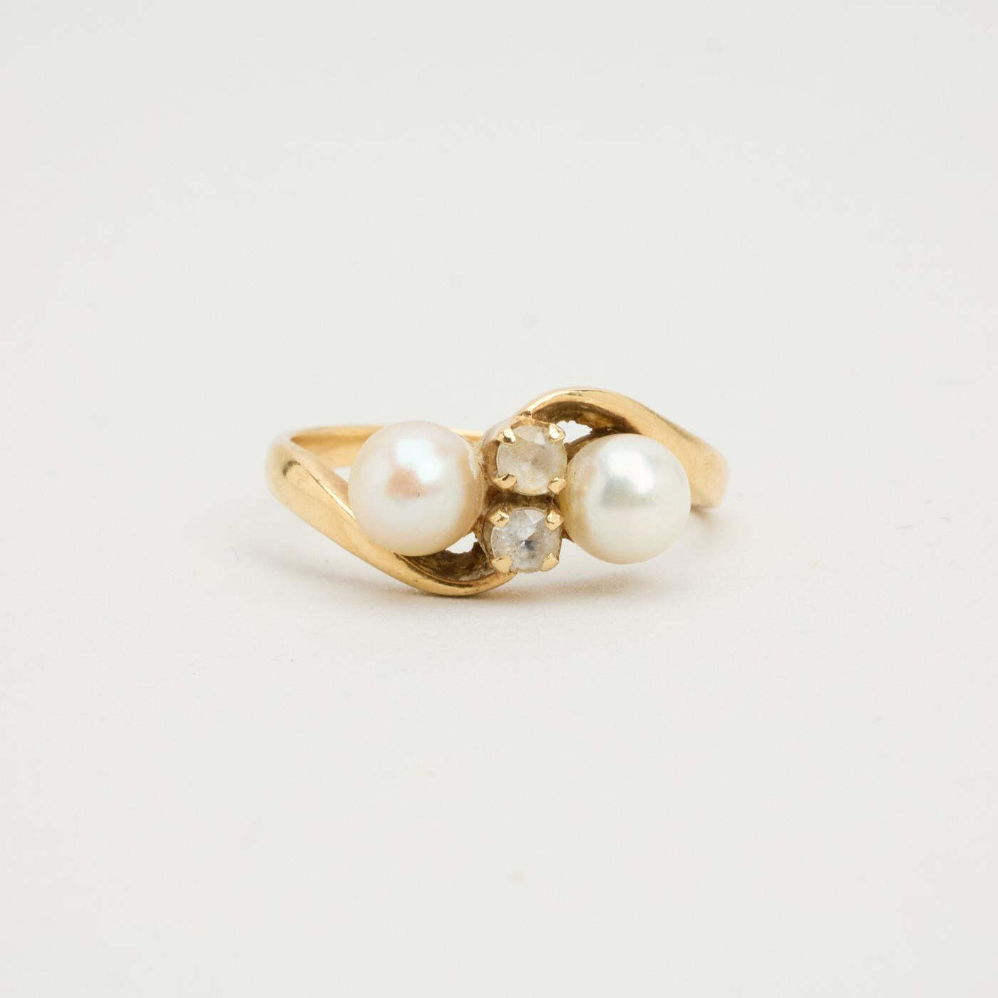 Ring with and pearl in 14K Gold size 6½ | Real Genuine Gold | Premium