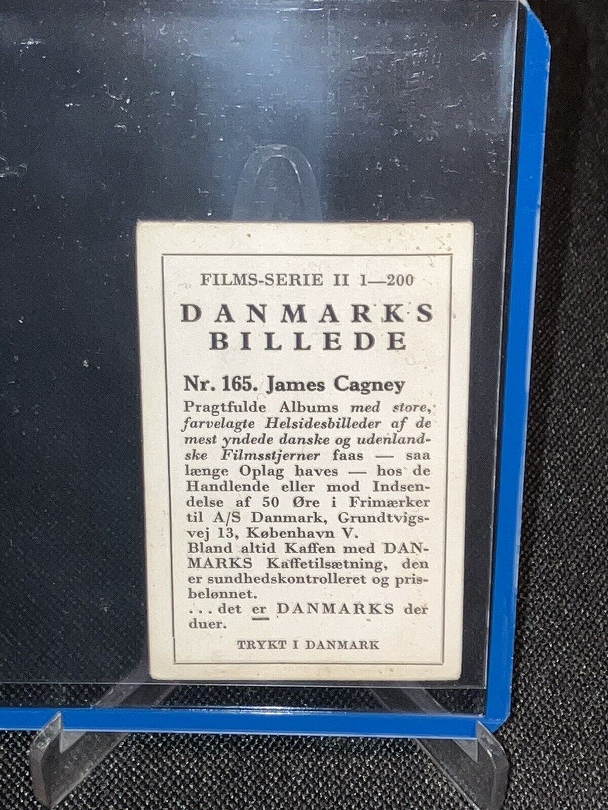 1936 ACTOR JAMES CAGNEY - RARE VINTAGE CARD OF MOVIE STARS DENMARK HOLLYWOOD