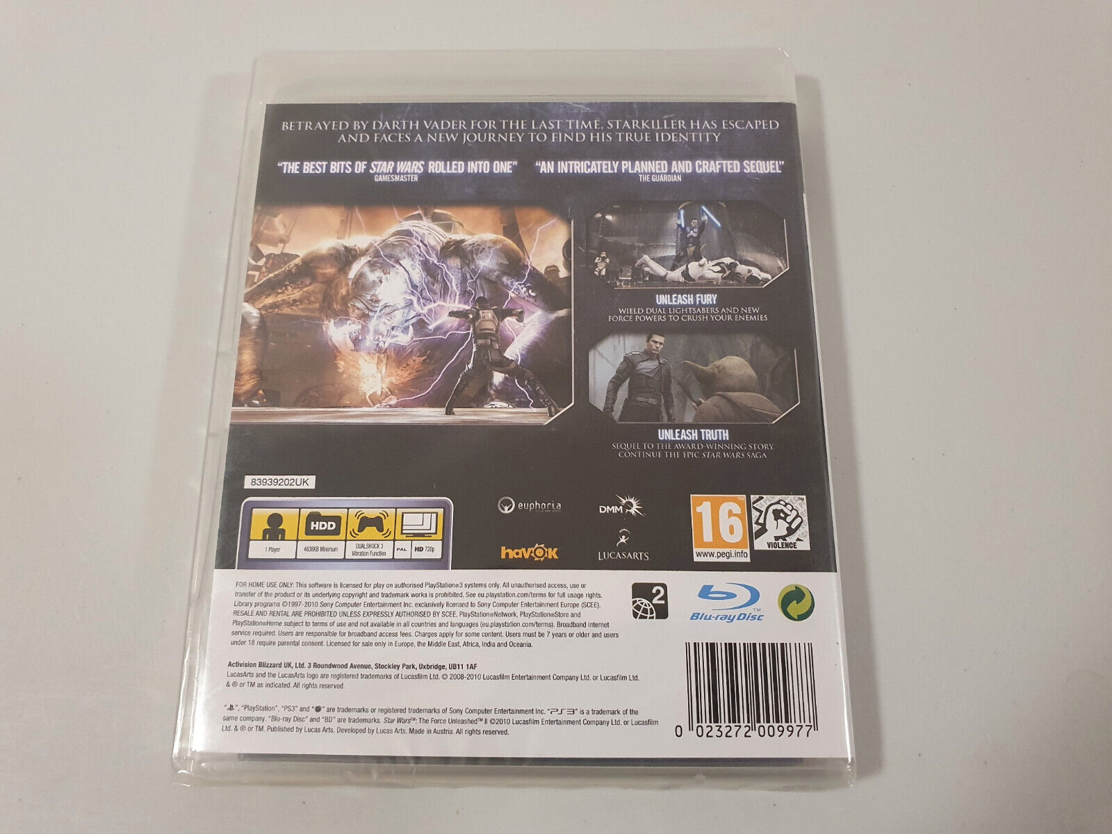 Star Wars: The Force Unleashed II / 2 Sony PlayStation 3 2010 UK Release