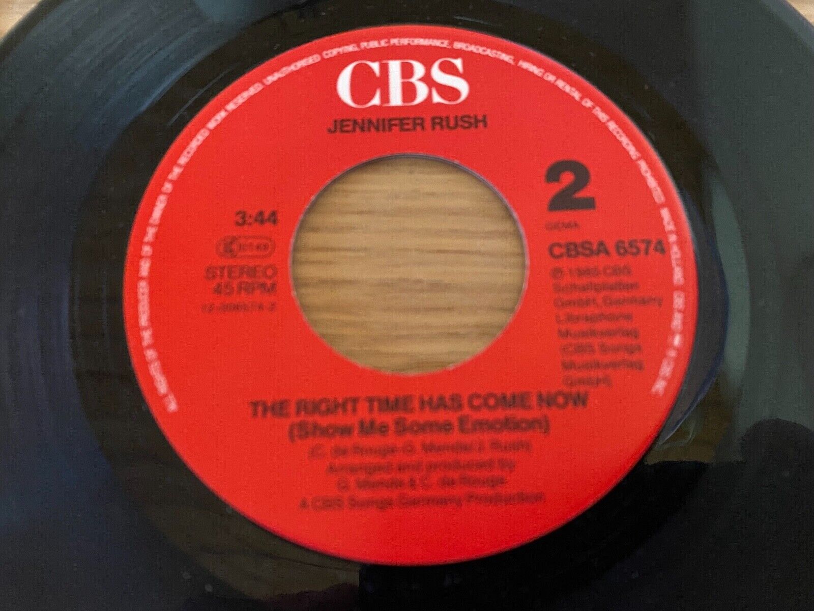 JENNIFER RUSH "DESTINY/THE RIGHT TIME HAS COME NOW (SHOW ME SOME EMOTIONS)" CBS*