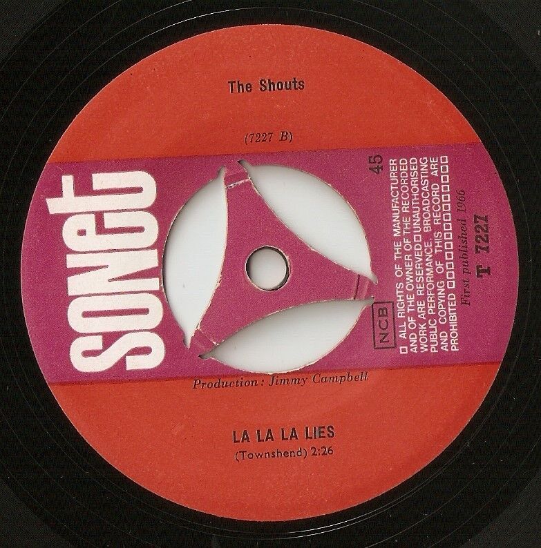 THE SHOUTS CRAZY COUNTRY HOP  LA LA LA LIES DANISH 45 1966 MOD WHO HIGH NUMBERS