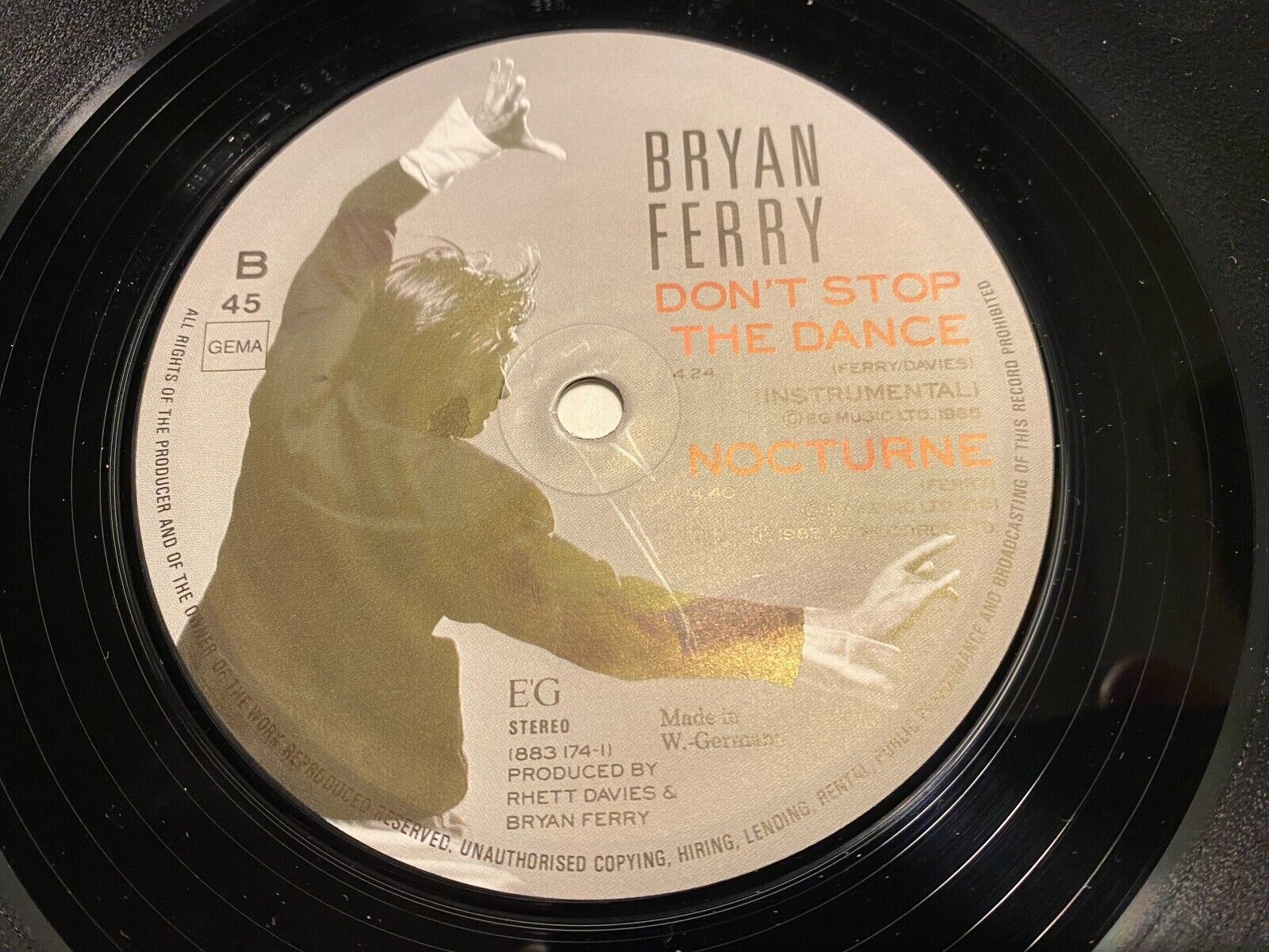 BRYAN FERRY "DON´T STOP THE DANCE" 1985 E´G RECORDS 12" MAXI SINGLE VINYL REMIX*