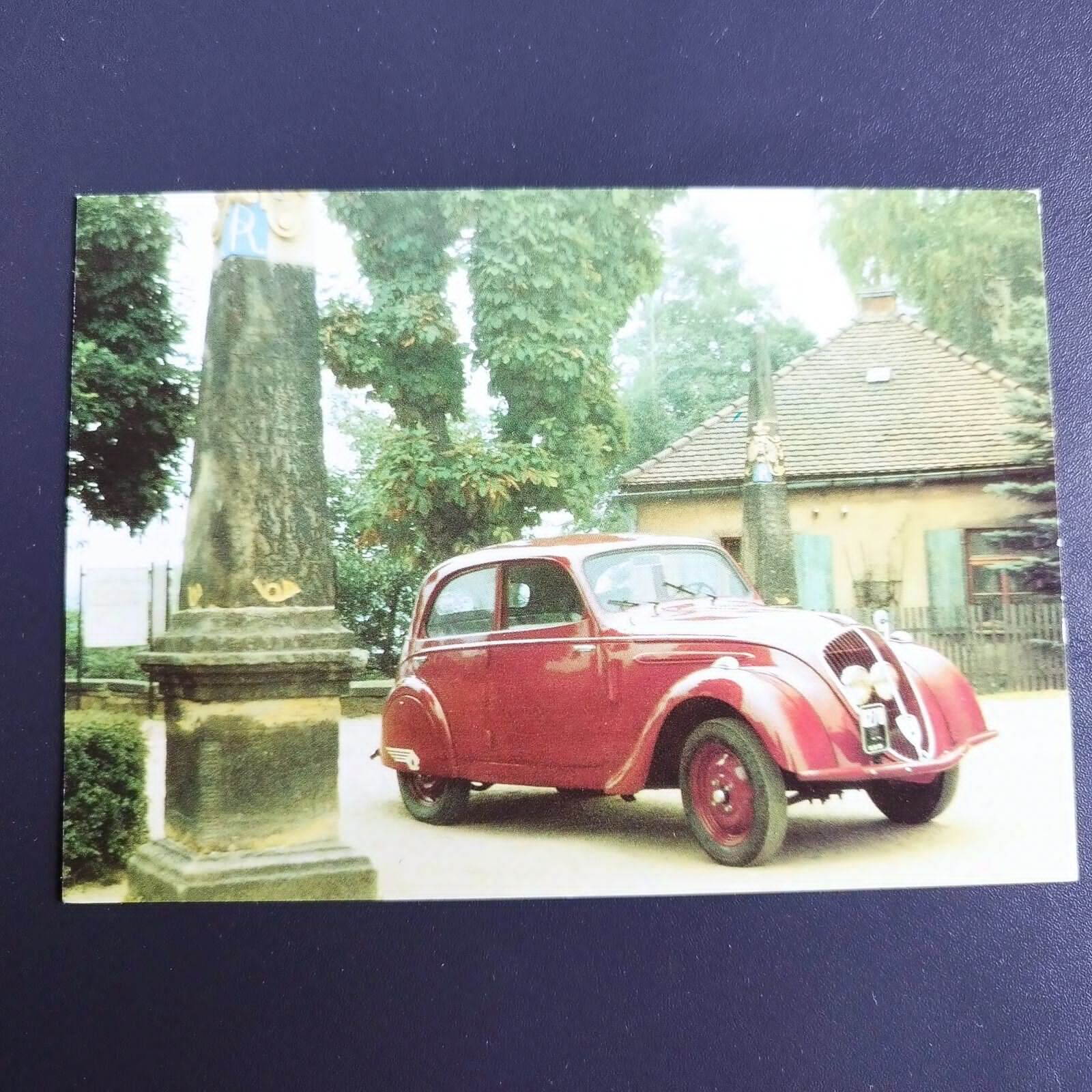 Postcard made in DDR, East Germany. PEUGEOT 202 - Baujahr 1939