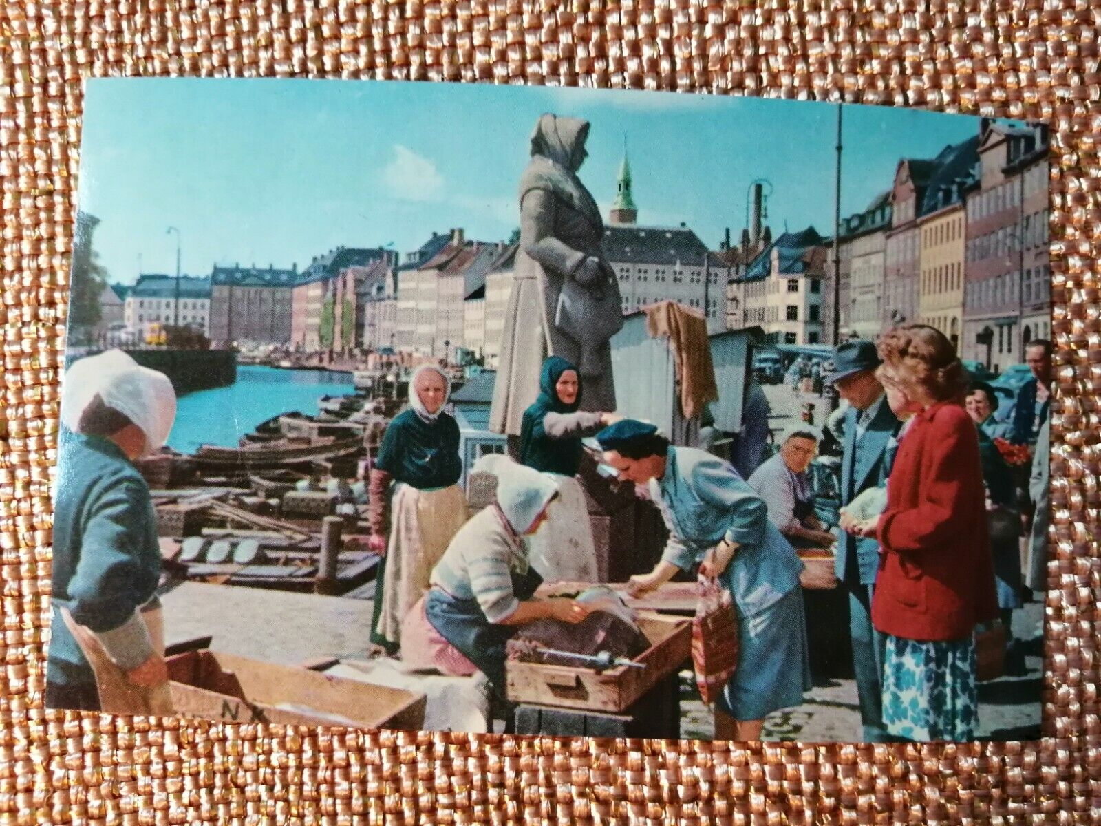 Vintage postcardDenmarkCopenhagenFishing ladies on Gammel Strand