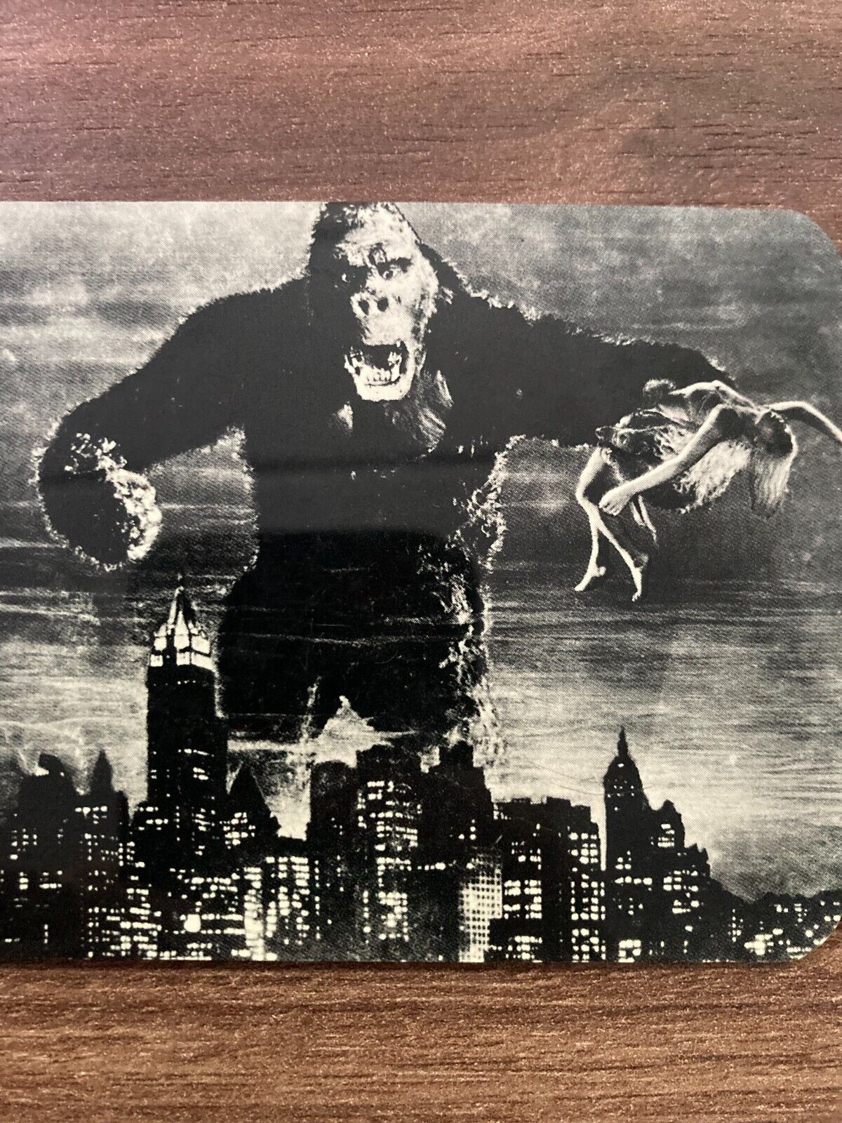 Vintage King Kong Plastic Square Keychain with Classic Scene and Quote